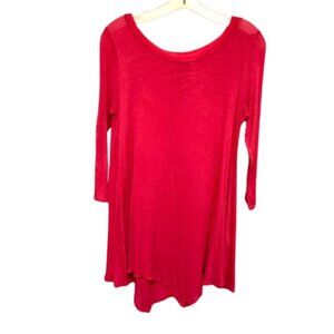 Myesper rib knit lightweight salmon colored tunic top.